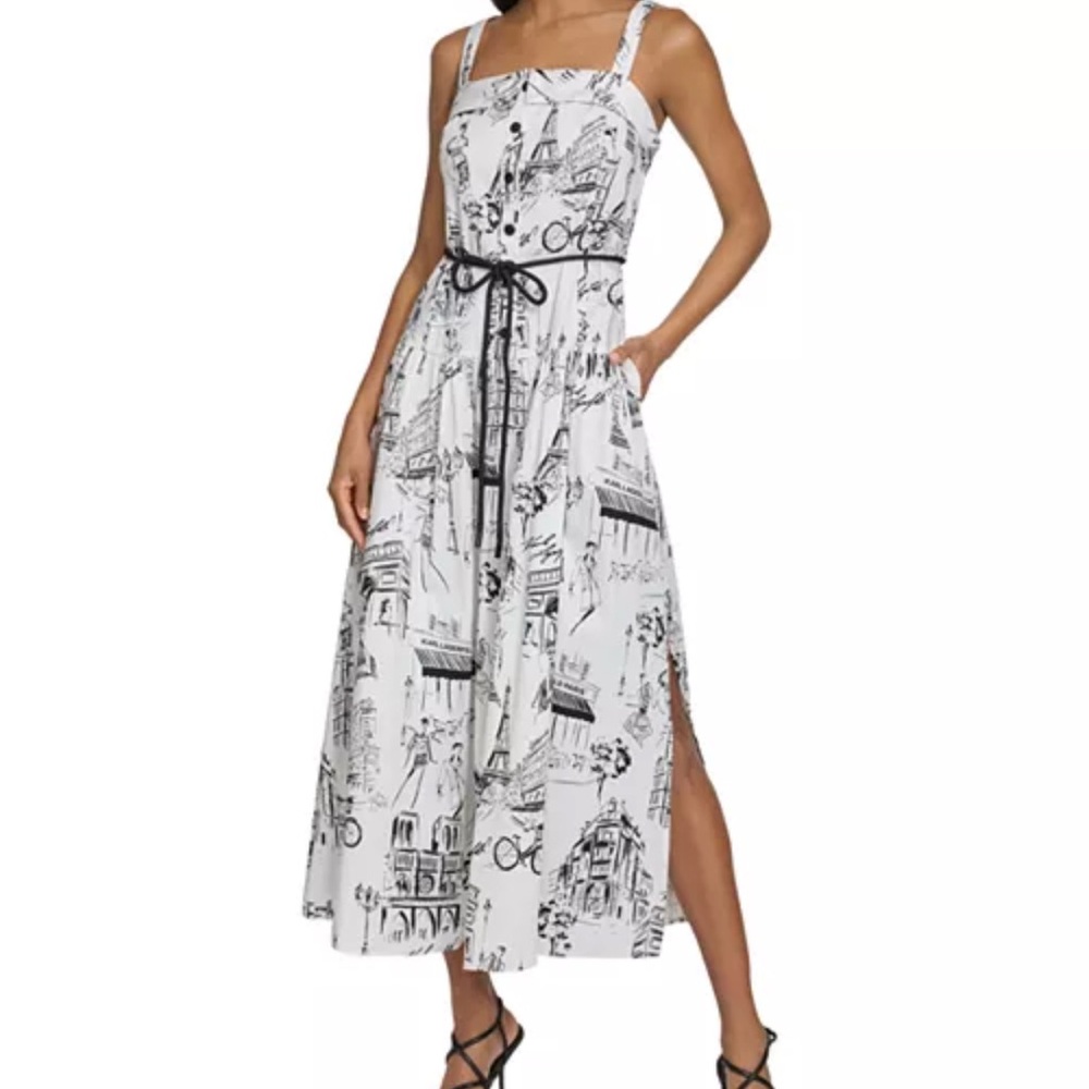 Make an offer 🚨 KARL LAGERFELD PARIS
Women's Paris Border Rope-Belt Midi Dress
